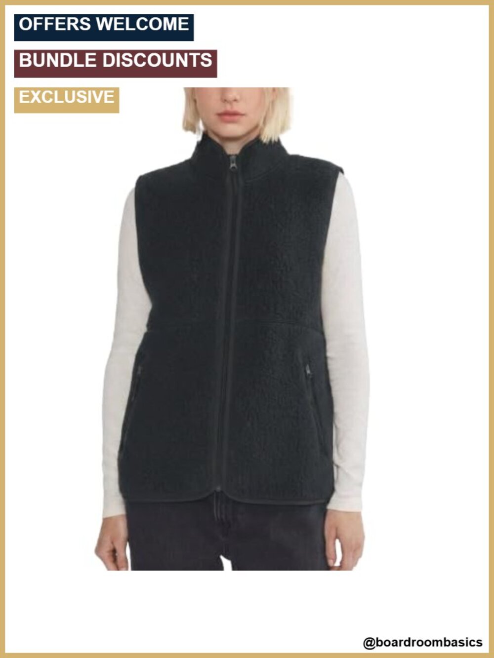 Sherpa Fleece Vest Women Lightweight Zip Up Sleeveless Jacket